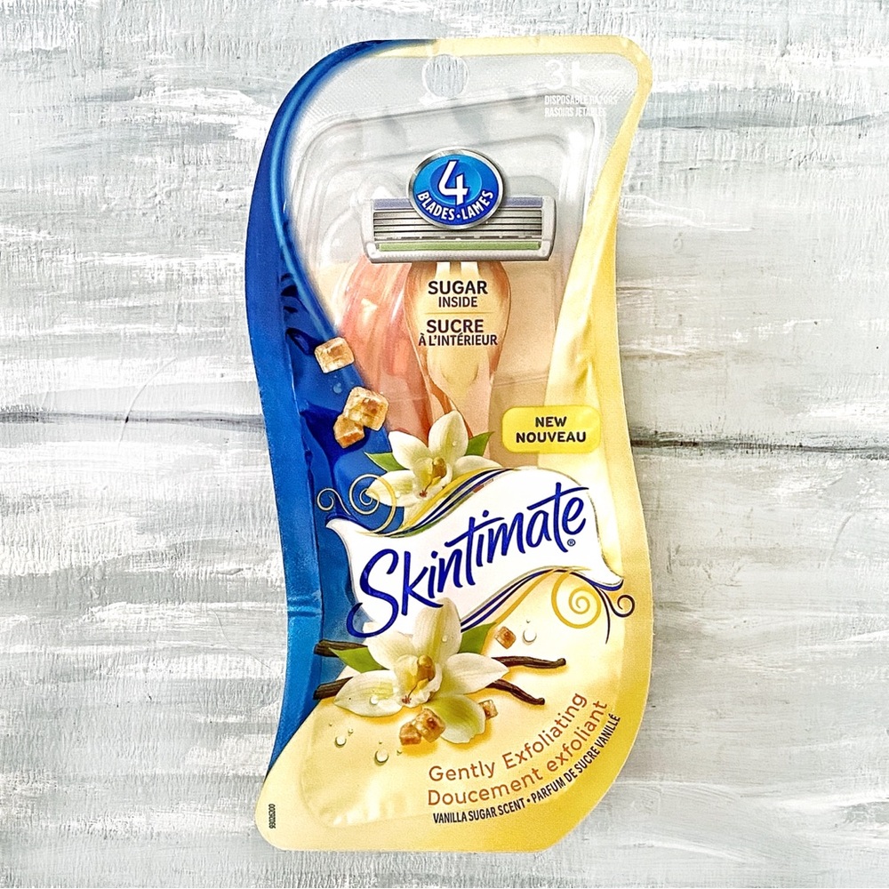 NWT Skintimate Vanilla Sugar Exfoliating 3-Pack 4-Blade Disposable Razors Scent